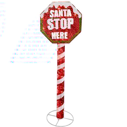 National Tree 60in. Pre-Lit LED Santa Stop Sign - image 