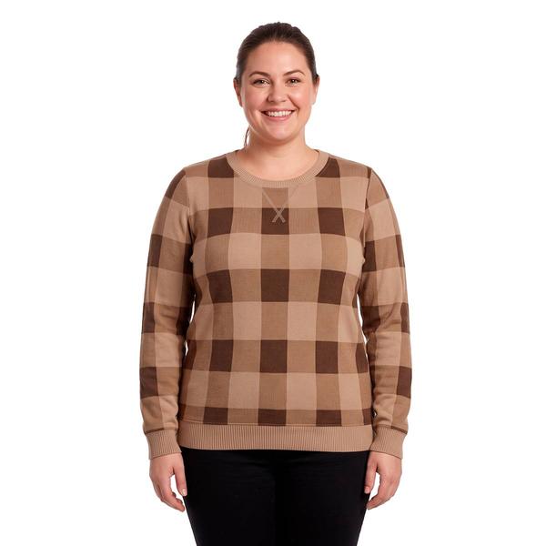 Plus Size Emily Daniels Long Sleeve Pullover Hacci Sweater - Tan