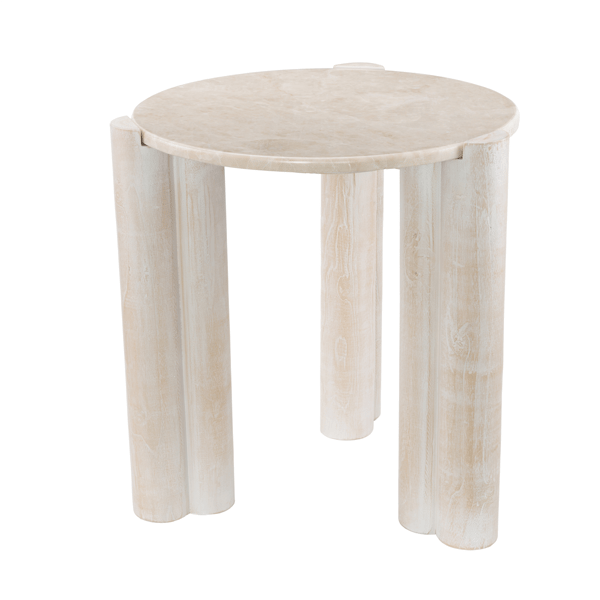 9th & Pike® Traditional Cream Teak Wood Accent Table - image 