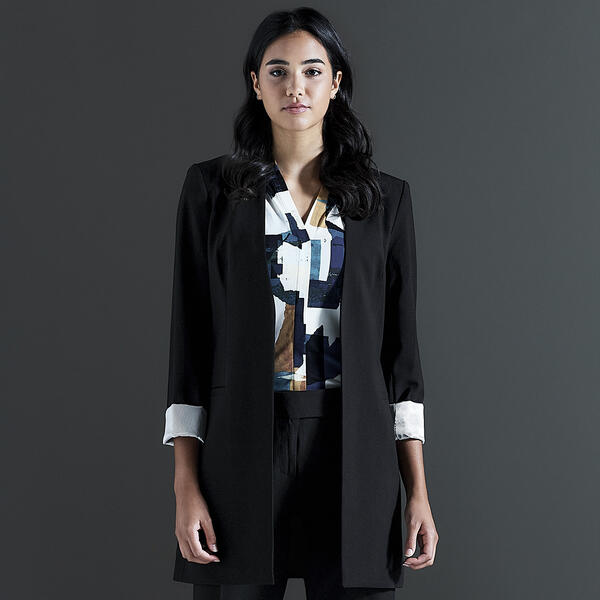 Petite Calvin Klein Roll Tab Lux Open Jacket - image 