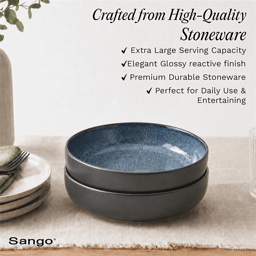 Sango Resona Blue/Black Large Ceramic Serving Bowl - Set of 2