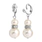 1928 White Graduated Faux Pearl and Crystal Clip Earrings - image 1