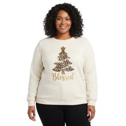 Plus Size Tru Self Long Sleeve Crewneck Drop Shoulder Tree Sweat