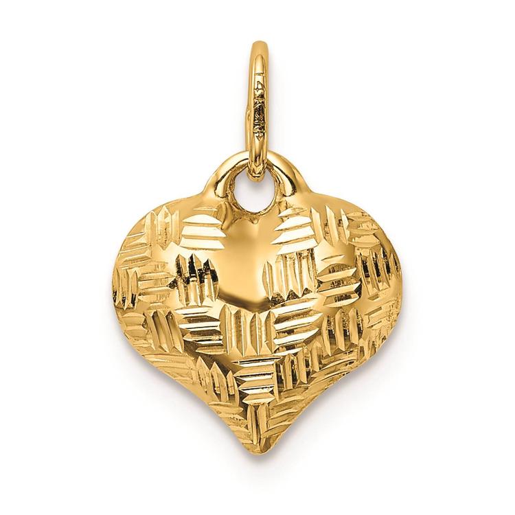 Gold Classics™ 14kt. Basket Weave Pattern 3D Heart Pendant
