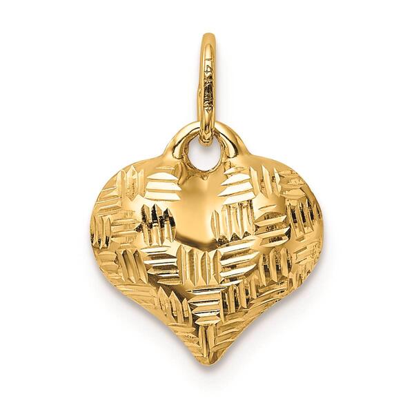 Gold Classics&#8482; 14kt. Basket Weave Pattern 3D Heart Pendant