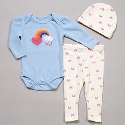 Baby Girl (NB-9M) bon bebe(R)  3pc. Heart/Rainbow Bodysuit Set