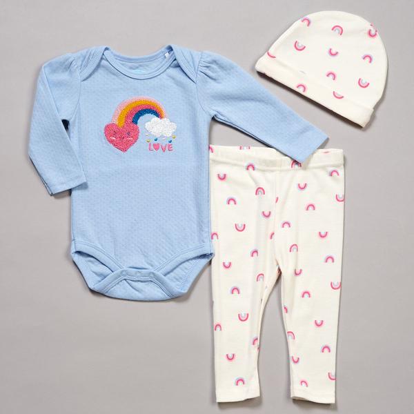 Baby Girl (NB-9M) bon bebe(R)  3pc. Heart/Rainbow Bodysuit Set - image 