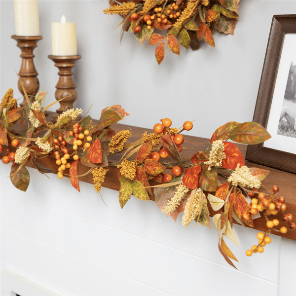 Northlight 5ft. Autumn Leaves & Berries Fall Harvest Garland