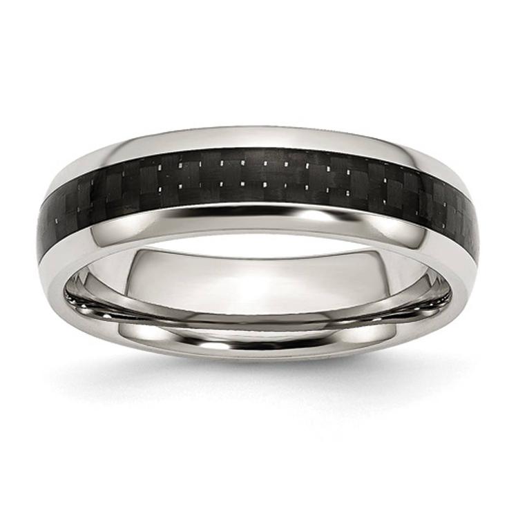 Mens Gentlemen's Classics(tm) Black Fiber Inlay 6mm Wedding Band