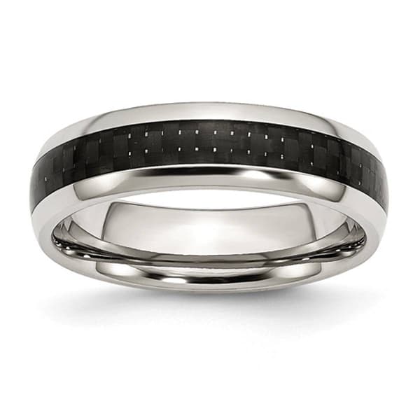 Mens Gentlemen's Classics&#40;tm&#41; Black Fiber Inlay 6mm Wedding Band - image 