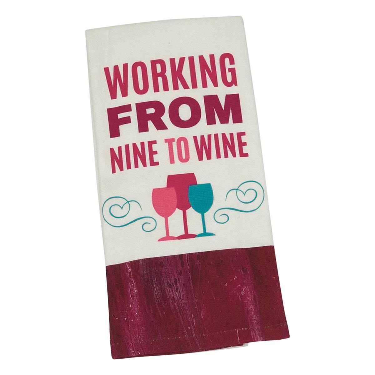 Essential Kitchen Witty Wine 9-Wine Kitchen Towel