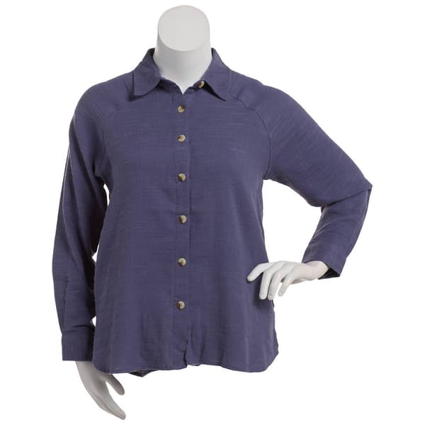 Womens da-sh Long Roll Tab Sleeve Denim Casual Button Down
