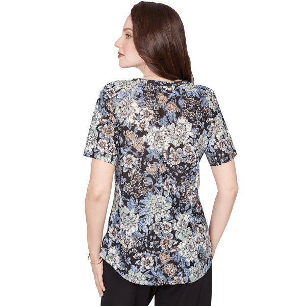 Petite Emaline Key Items Short Sleeve Round Neck Floral Tee