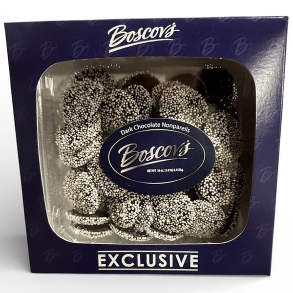 Boscov''s 1lb. Dark Chocolate Nonpareils Holiday Gift Box - image 