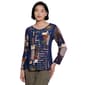 Plus Size Ali Miles Long Sleeve V Neck Multi Print Popover With - image 1