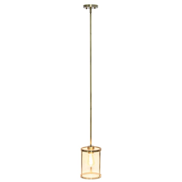 Lalia Home 1-Light Adjustable Cylindrical Clear Glass Pendant - image 