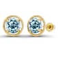 Gemstone Classics&#40;tm&#41; Yellow Gold Sky Topaz Halo Earrings - image 1