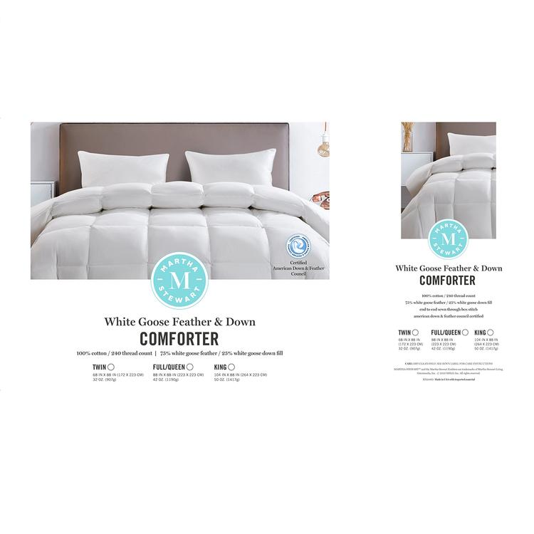 Blue Ridge Martha Stewart 250TC Goose Feather And Down Comforter