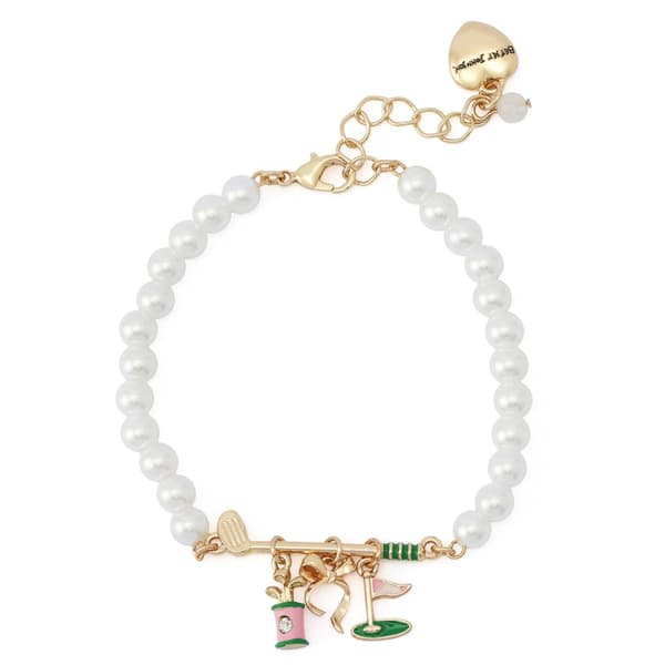 Betsey Johnson Golf Charm Pearl Strand Bracelet