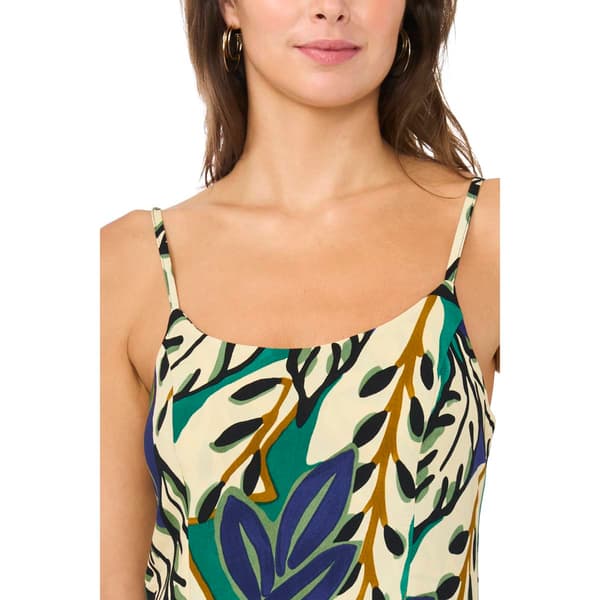 Womens MSK Sleeveless Tropical Leaf Challis Midi Dress