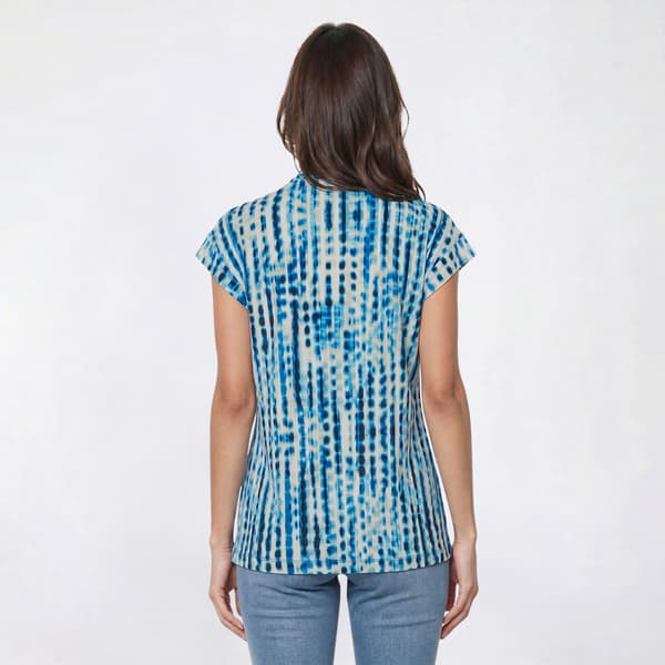Womens Kasper Cap Sleeve V Neck Abstract Blouse