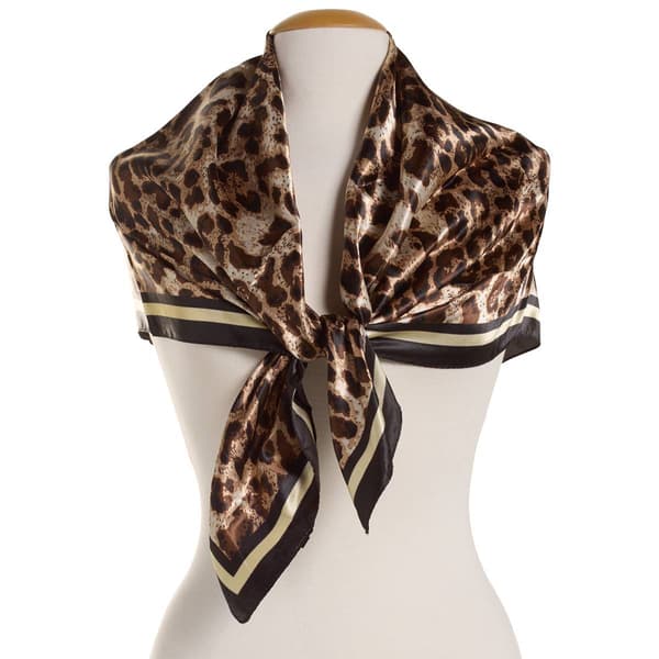 Womens Renshun Silky Animal Square Scarf