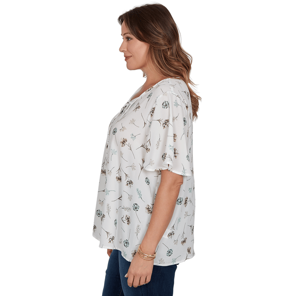Plus Size Emaline Verde Grove II Tie Neck Floral Blouse