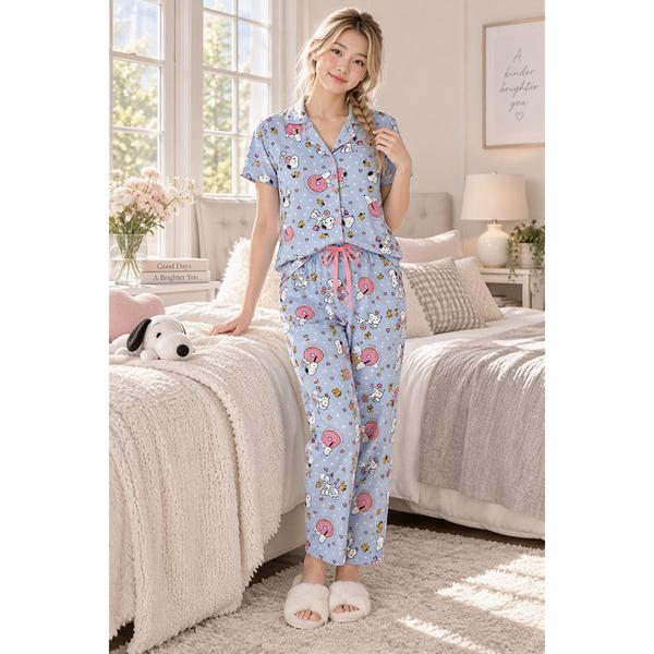 Juniors Peanuts Short Sleeve Donuts & Coffee Pajama Set