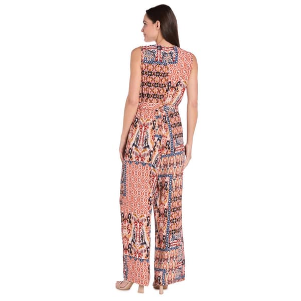 Womens R&M Richards Sleeveless Ikat Patchwork Jumpsuit