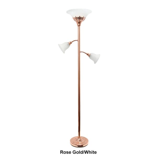 Lalia Home Classic 2 Read Light Glass Shade Torchiere Floor Lamp - image 
