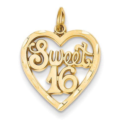 Gold Classics&#40;tm&#41; 14kt. Sweet 16 in a Heart Charm - image 
