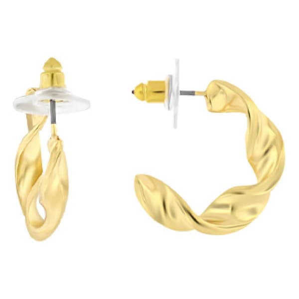 Design Collection 22x24mm Gold-Tone Twisted Hoop Earrings - image 