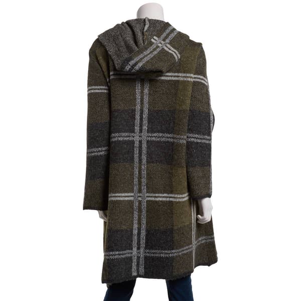 Womens Joseph A. Long Sleeve Oregon Plaid Hooded Coatigan