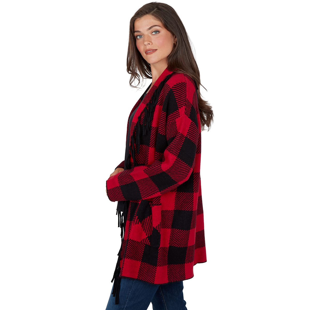 Womens Ruby Rd. Mysterious Romance Buffalo Plaid Cardigan