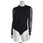 Juniors Self Esteem Long Sleeve Solid Mesh Mock Neck Bodysuit - image 2