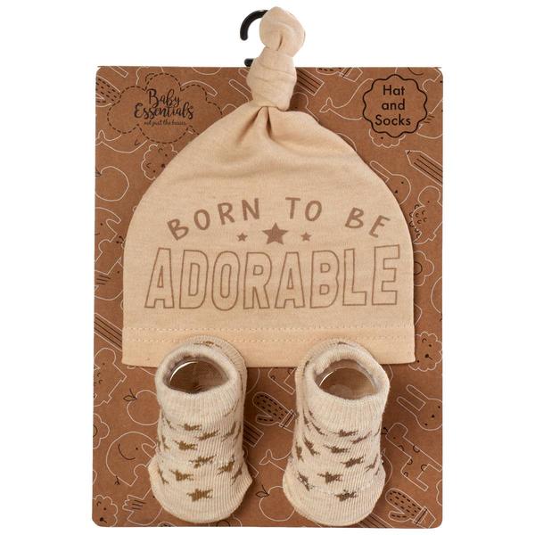 Baby Unisex Baby Essentials(R) Born to Be Adorable Hat & Socks Set