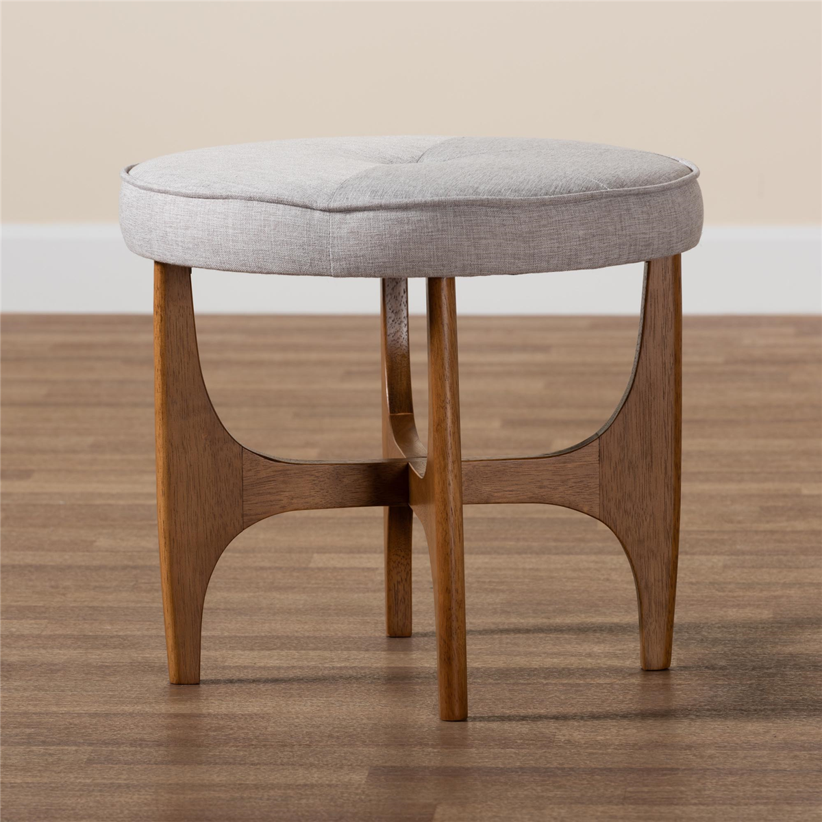 Baxton Studio Theo Japandi Wood Ottoman Footstool