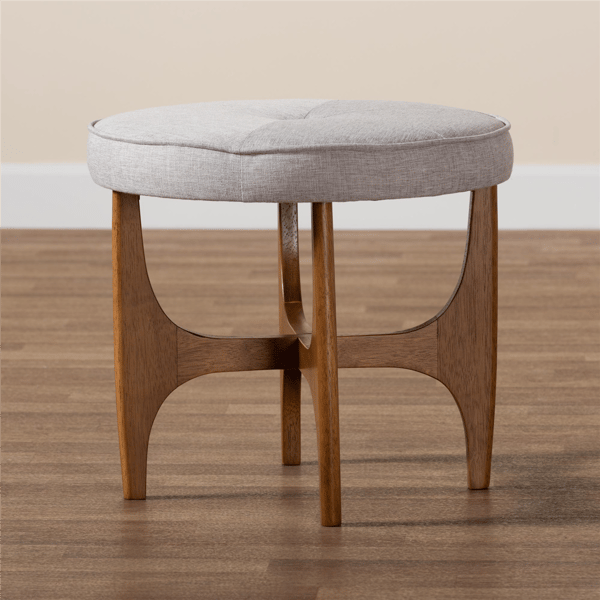 Baxton Studio Theo Japandi Wood Ottoman Footstool
