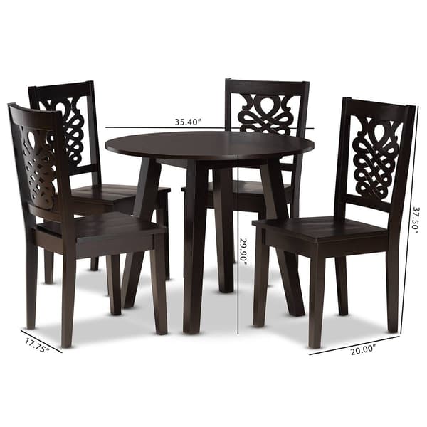 Baxton Studio Mina Dark Brown Finished Wood 5pc. Dining Set
