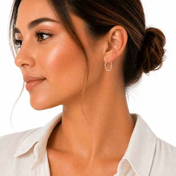 Saffron 30mm Stainless Steel Polished Flat Bottom Hoop Earrings
