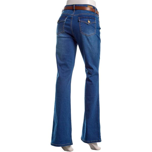Womens Bleu Denim Bootcut Belt Flap Pocket Jeans
