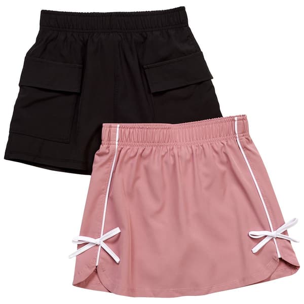 Girls (7-16) One Step Up 2pk. Woven Skorts - Lilas Rose - image 