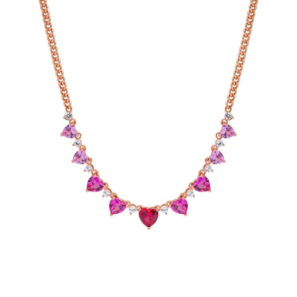 Gianni Argento Lab Grown Ruby Ombre Graduated Heart Necklace - image 