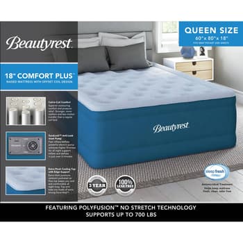 Beautyrest 18 Lumbar Support Air Bed w/ Built-in-pump-Queen 