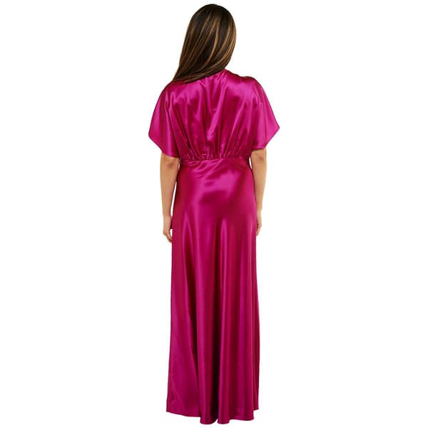 Womens MSK Short Sleeve Dolman Satin Maxi Dress