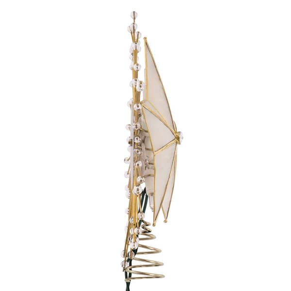 Kurt Adler 10in 5-Point Capiz Star Treetop w/ Rays & Beads