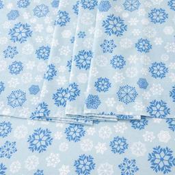 Freshfolds Cotton Blue Snowflake Winter 4pc. Flannel Sheet Set