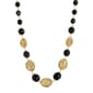 1928 Gold Tone Filigree Bead and Black Beaded Necklace - image 1