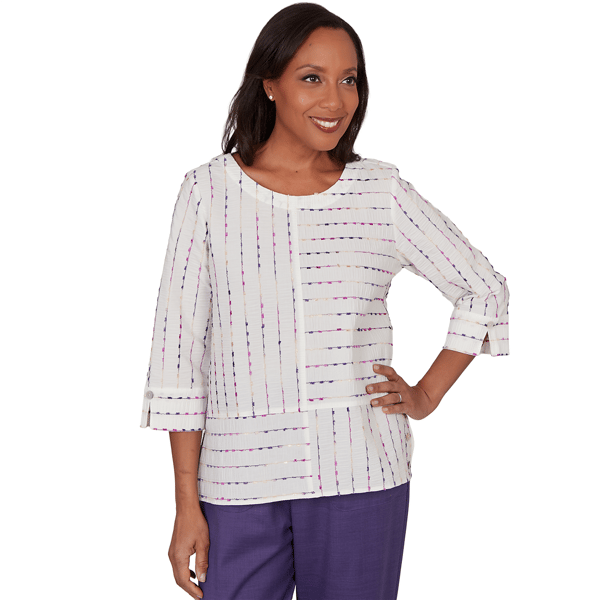 Petite Alfred Dunner Grand Bazaar Rainbow Stripe Blouse