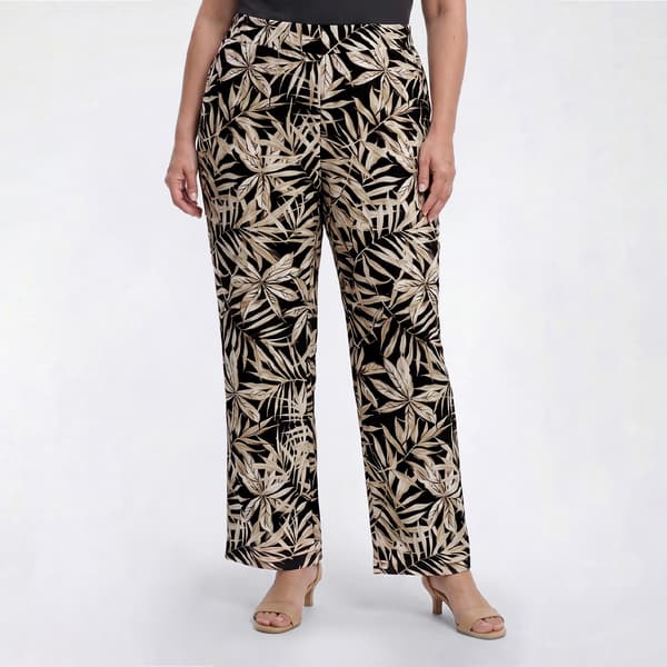 Plus Size Kasper Pull On Leaf Wide Leg Ankle Pants - image 
